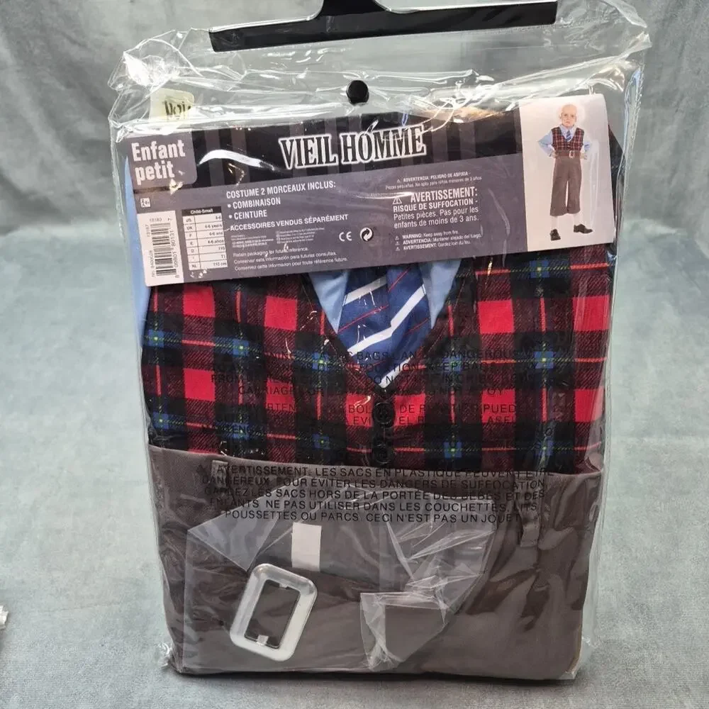 Old Geezer Old Man Halloween Costume Size Small 4-6 Outfit & Belt Funny NEW - Picture 4 of 6